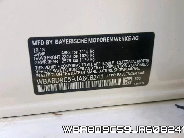 WBA8D9C59JA608241 фото 2