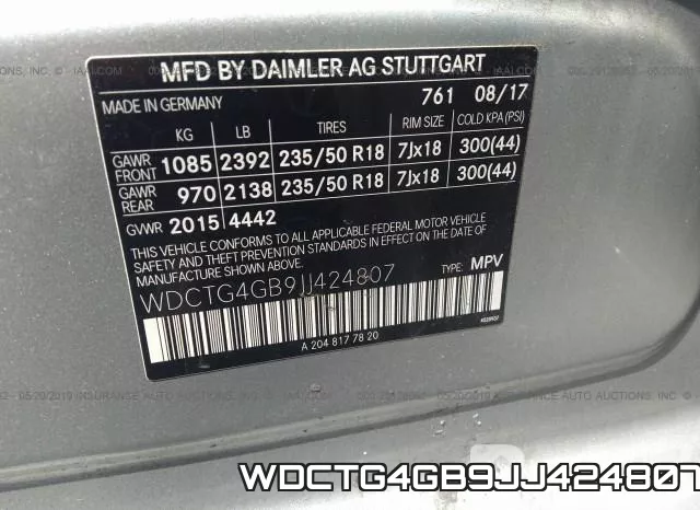 WDCTG4GB9JJ424807 фото 10