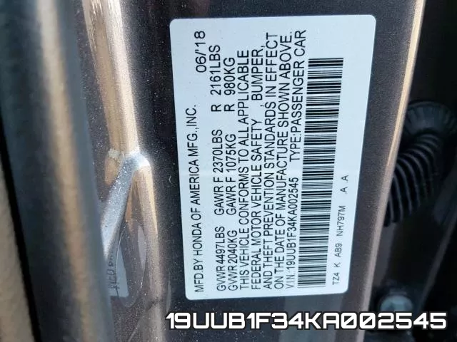 19UUB1F34KA002545 фото 2