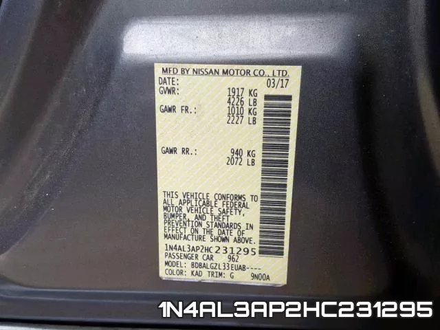 1N4AL3AP2HC231295 фото 2