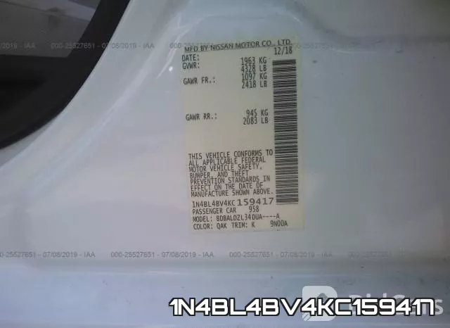 1N4BL4BV4KC159417 фото 10