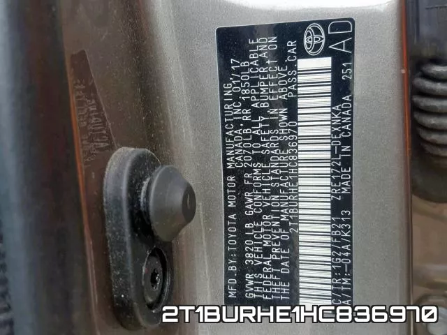 2T1BURHE1HC836970 фото 2