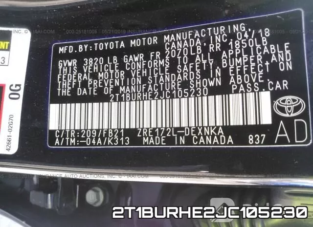2T1BURHE2JC105230 фото 10