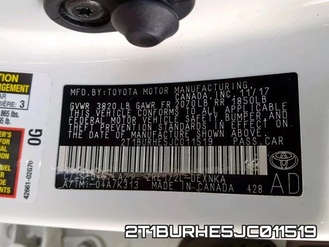 2T1BURHE5JC011519 фото 2