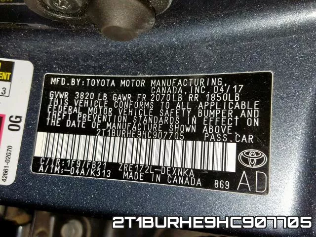 2T1BURHE9HC907705 фото 2