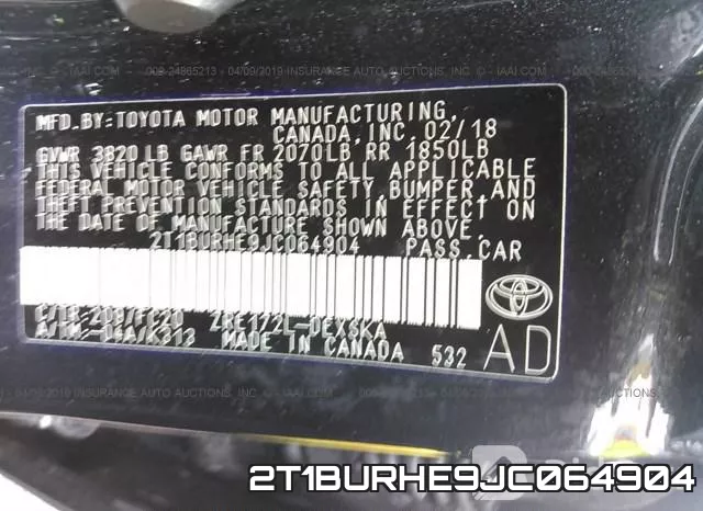 2T1BURHE9JC064904 фото 10