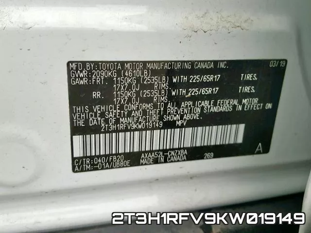 2T3H1RFV9KW019149 фото 2