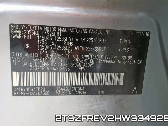 2T3ZFREV2HW334925 фото 2