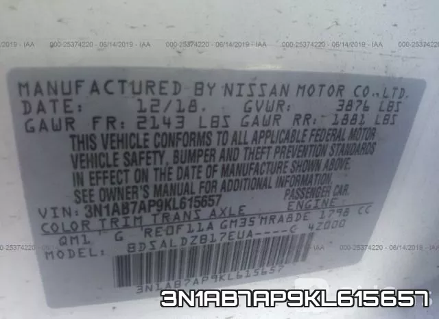 3N1AB7AP9KL615657 фото 10