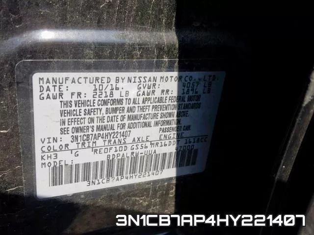 3N1CB7AP4HY221407 фото 2