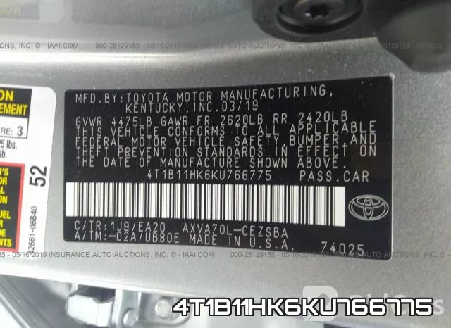 4T1B11HK6KU766775 фото 10