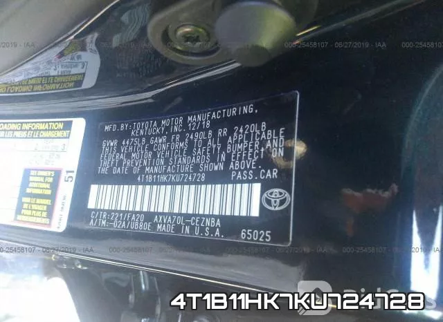 4T1B11HK7KU724728 фото 10