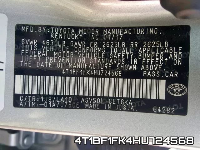 4T1BF1FK4HU724568 фото 2