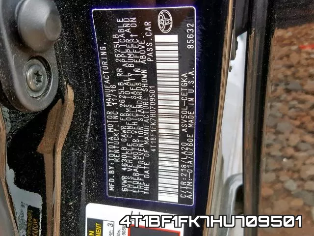 4T1BF1FK7HU709501 фото 2