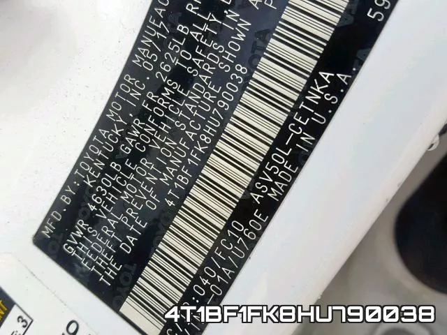4T1BF1FK8HU790038 фото 2