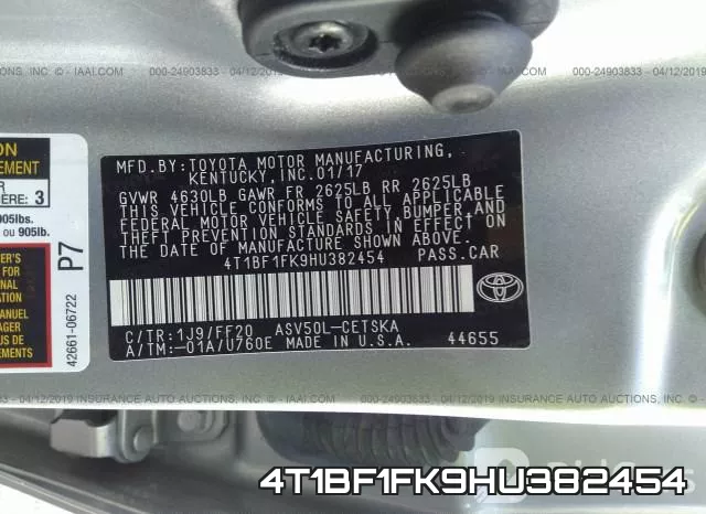 4T1BF1FK9HU382454 фото 10