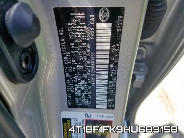 4T1BF1FK9HU683158 фото 2