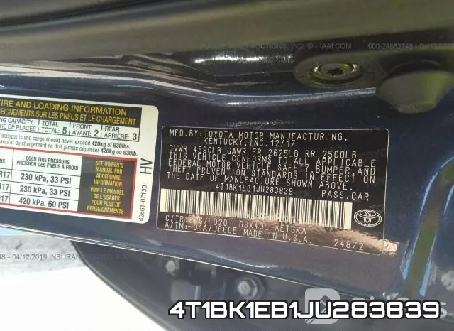 4T1BK1EB1JU283839 фото 10