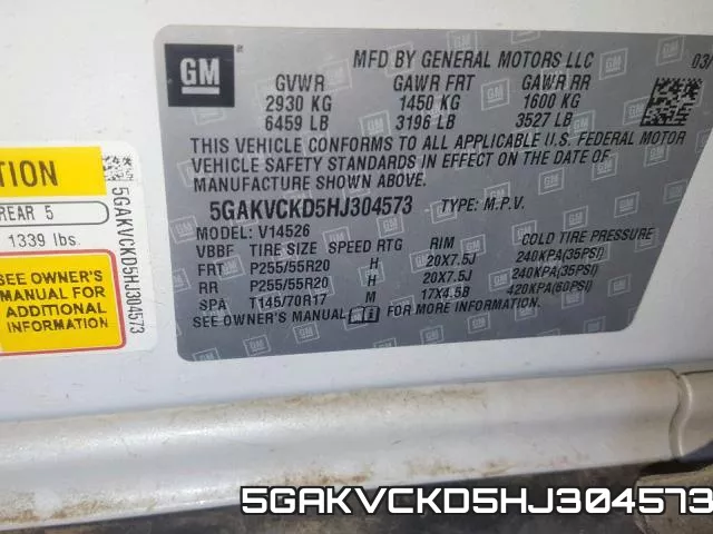5GAKVCKD5HJ304573 фото 2
