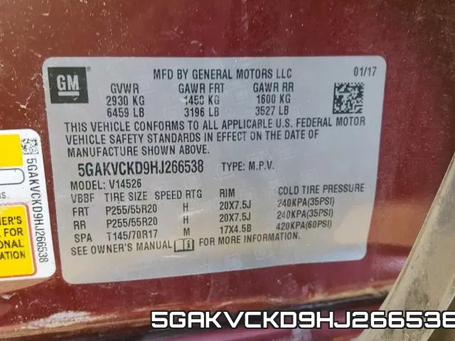 5GAKVCKD9HJ266538 фото 2