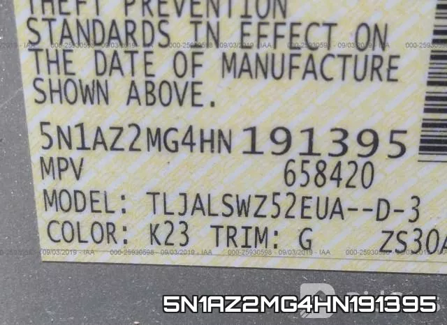 5N1AZ2MG4HN191395 фото 10