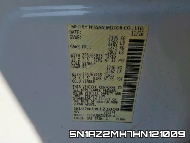 5N1AZ2MH7HN121009 фото 2
