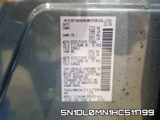 5N1DL0MN1HC511799 фото 2