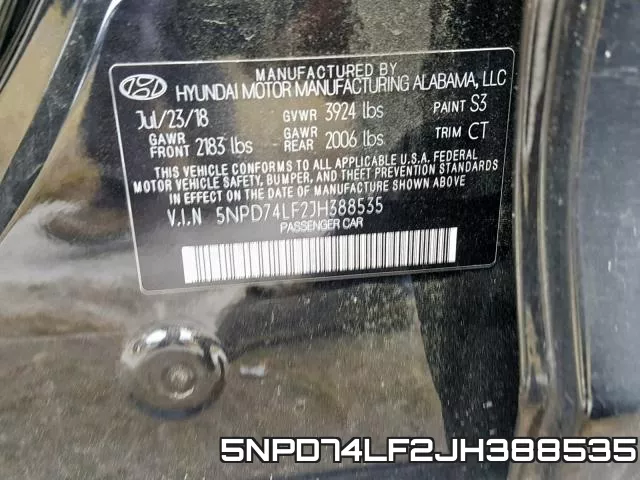 5NPD74LF2JH388535 фото 2