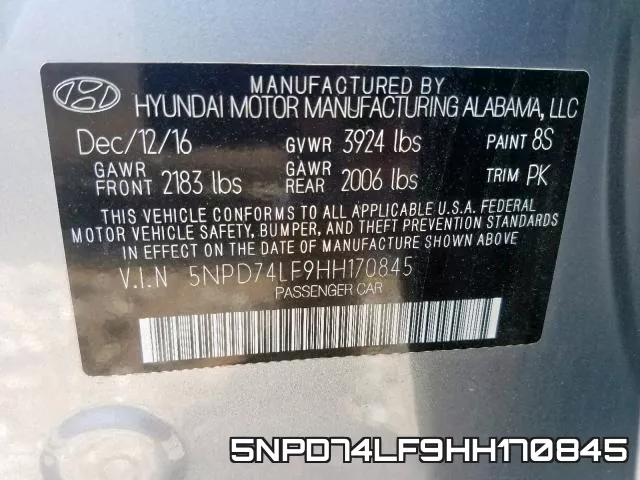 5NPD74LF9HH170845 фото 2