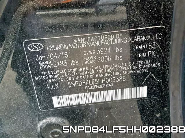 5NPD84LF5HH002388 фото 2