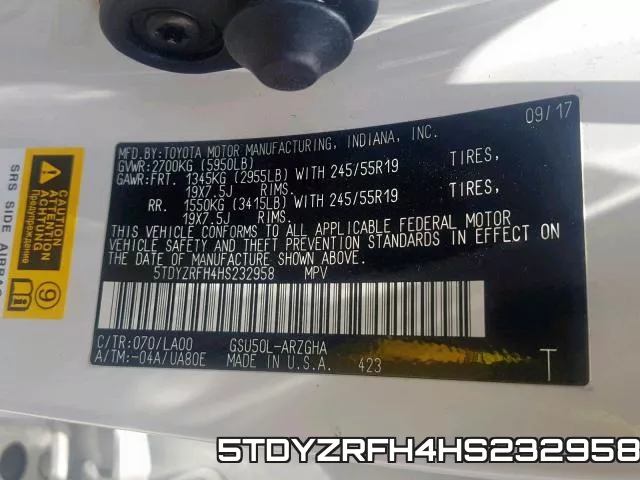 5TDYZRFH4HS232958 фото 2