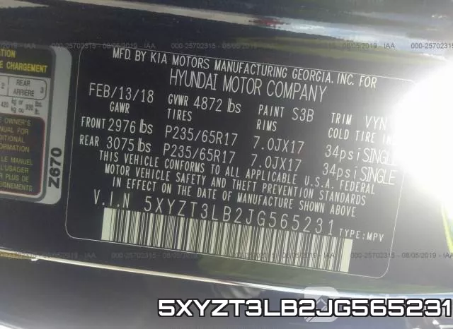 5XYZT3LB2JG565231 фото 10