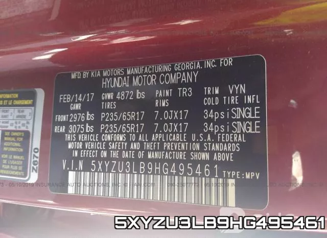 5XYZU3LB9HG495461 фото 10