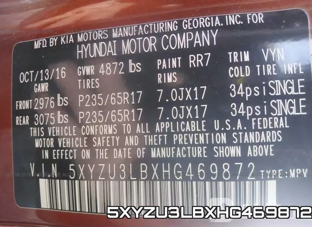 5XYZU3LBXHG469872 фото 10