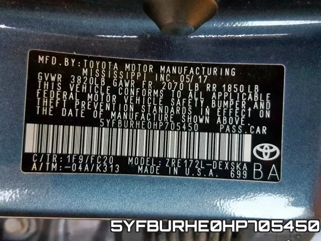 5YFBURHE0HP705450 фото 2
