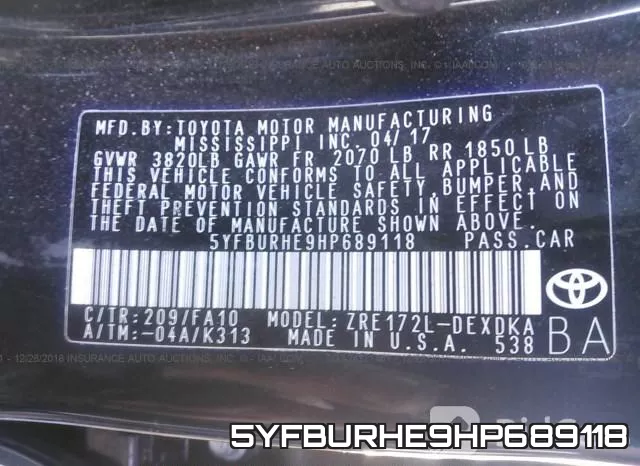 5YFBURHE9HP689118 фото 10
