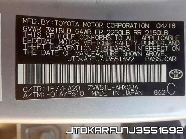 JTDKARFU7J3551692 фото 2