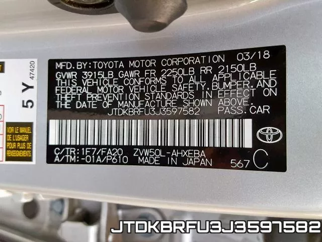 JTDKBRFU3J3597582 фото 2
