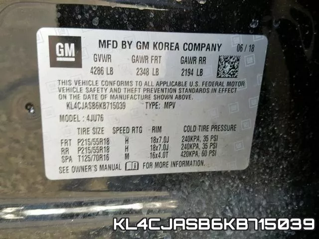 KL4CJASB6KB715039 фото 2