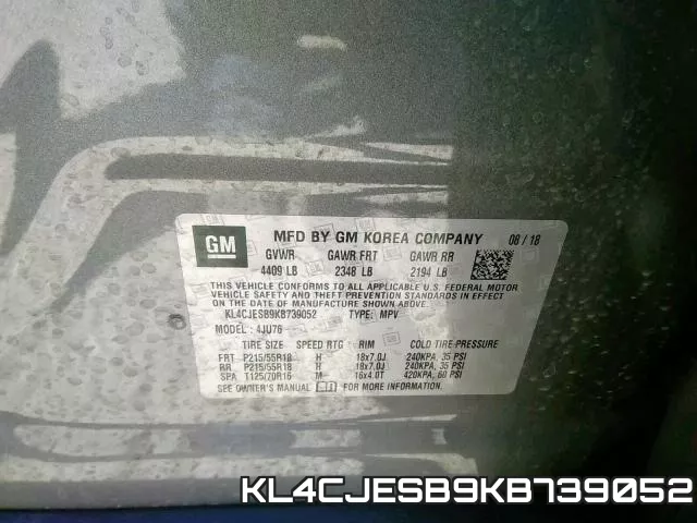 KL4CJESB9KB739052 фото 2