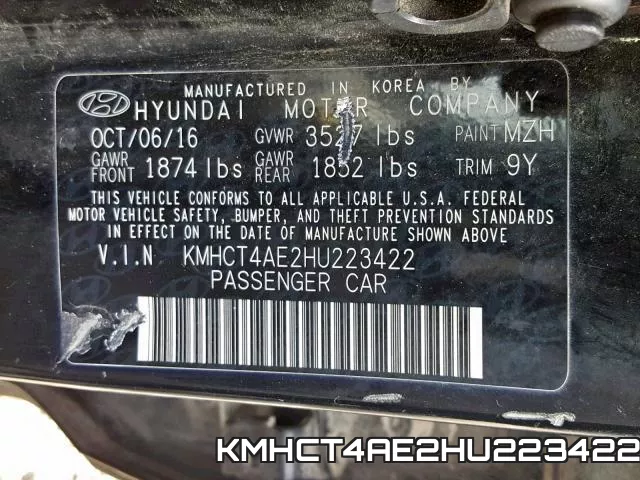 KMHCT4AE2HU223422 фото 2
