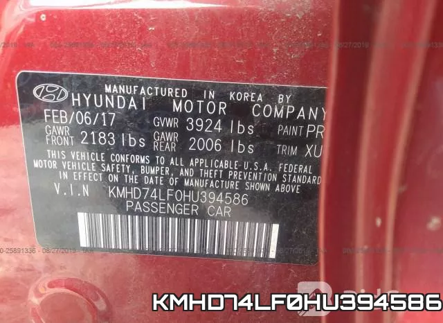 KMHD74LF0HU394586 фото 10