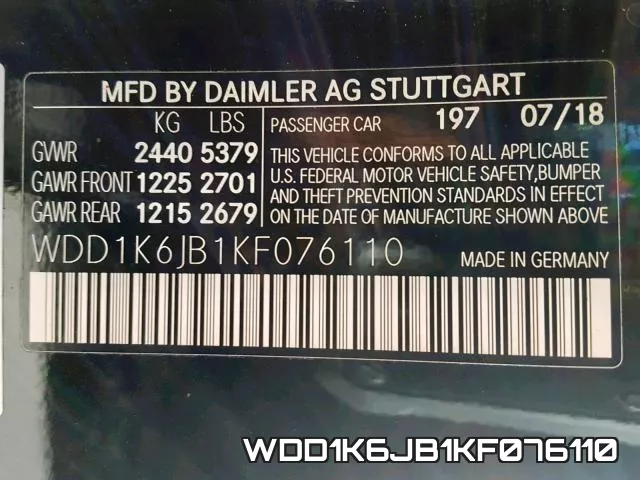WDD1K6JB1KF076110 фото 2