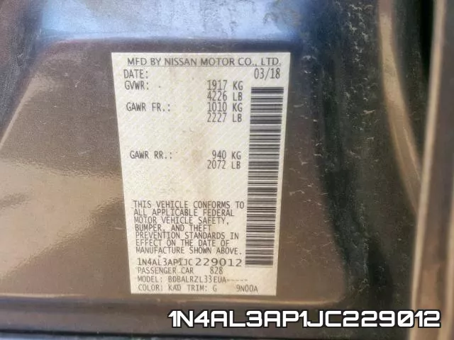 1N4AL3AP1JC229012 фото 2