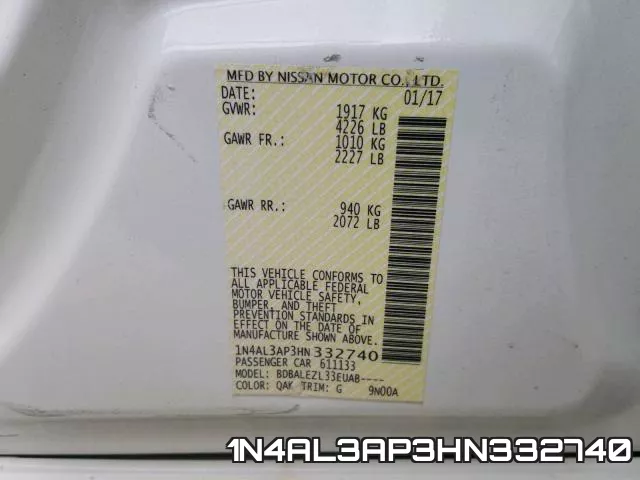1N4AL3AP3HN332740 фото 2