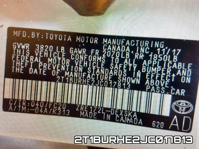 2T1BURHE2JC017813 фото 2