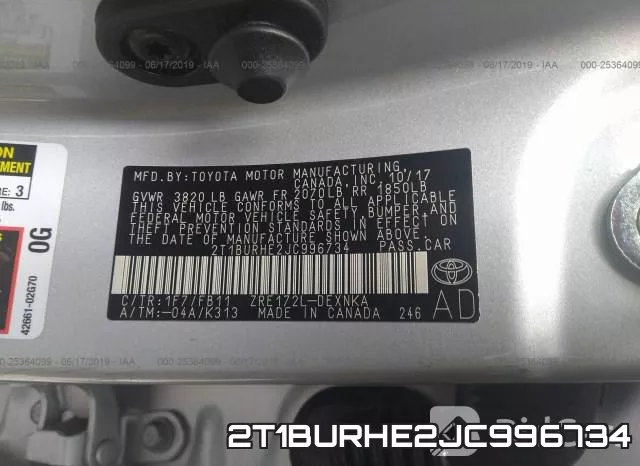 2T1BURHE2JC996734 фото 10