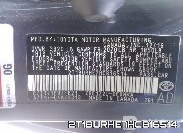 2T1BURHE7HC816514 фото 10