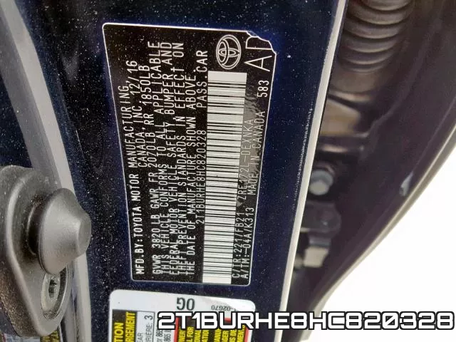2T1BURHE8HC820328 фото 2