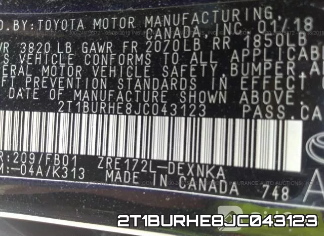 2T1BURHE8JC043123 фото 10